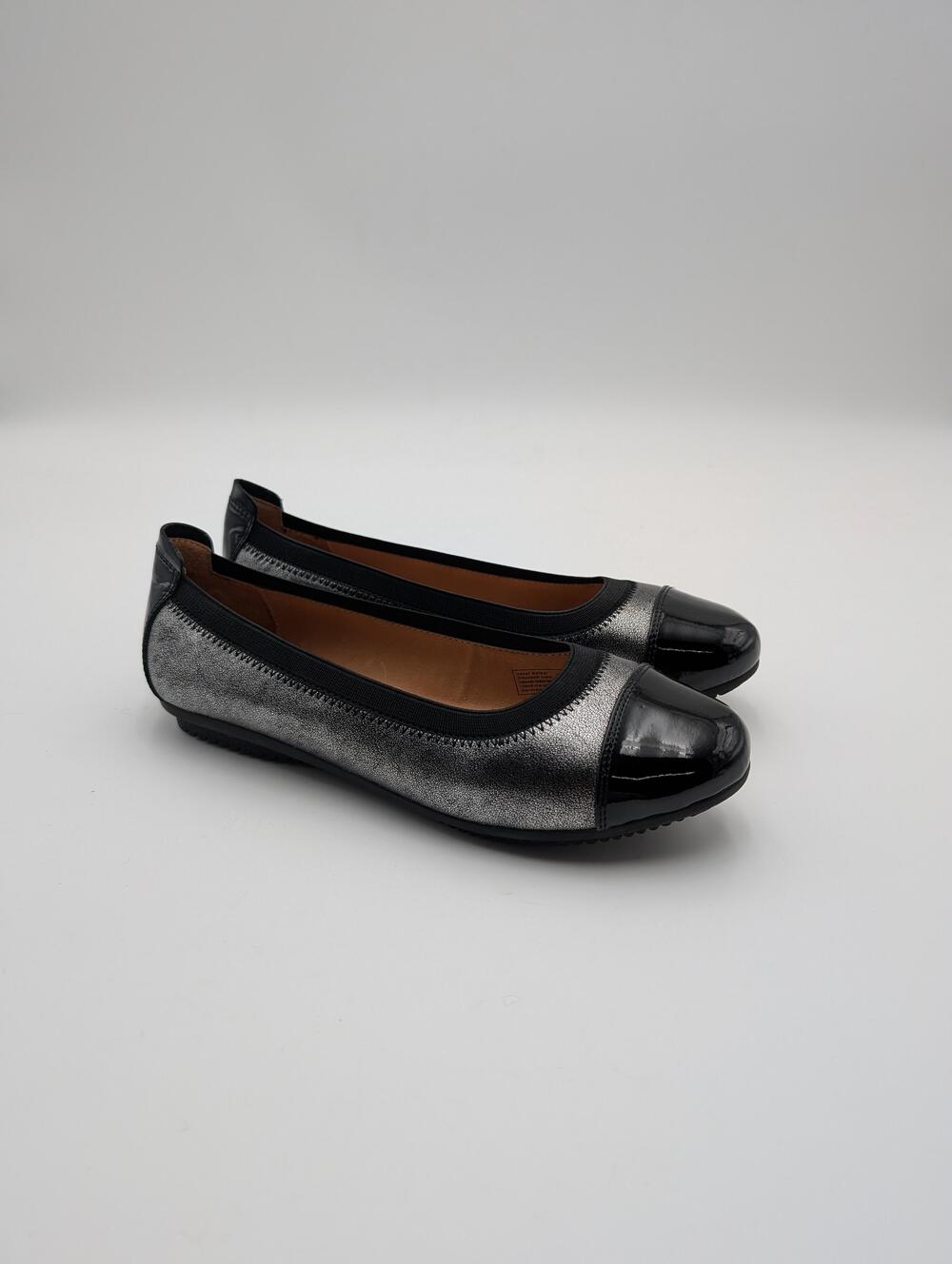 Josef Seibel Ballet Flats Shoes Womens 5.5 Silver Leather Double Air Reaction